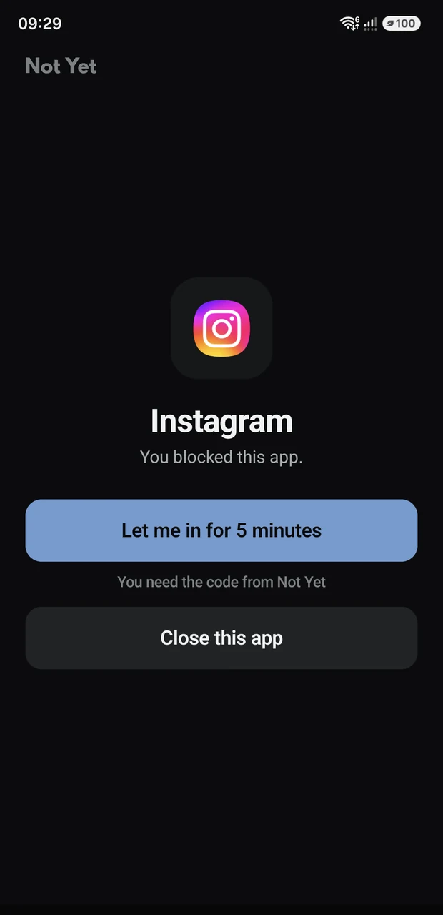 Instagram stopped by Not Yet.